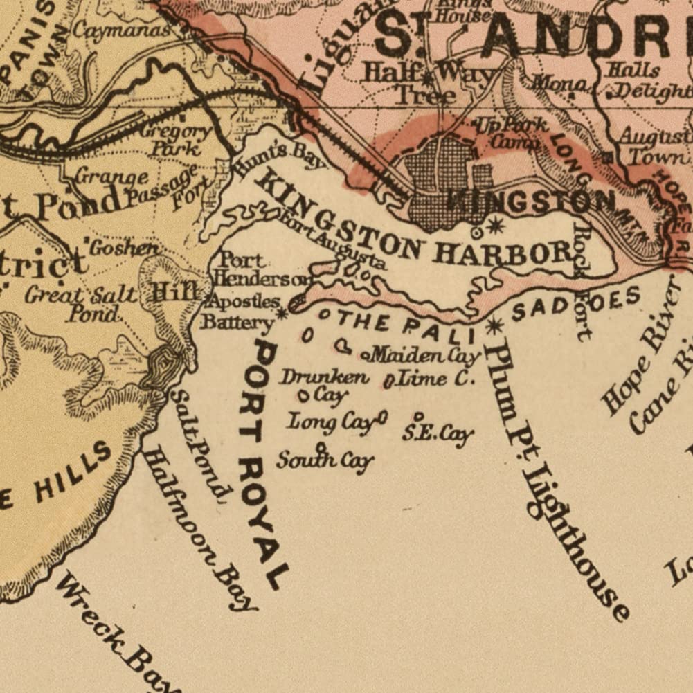 Amazon.com: Antiguos Maps Island of Jamaica - Prepared for the